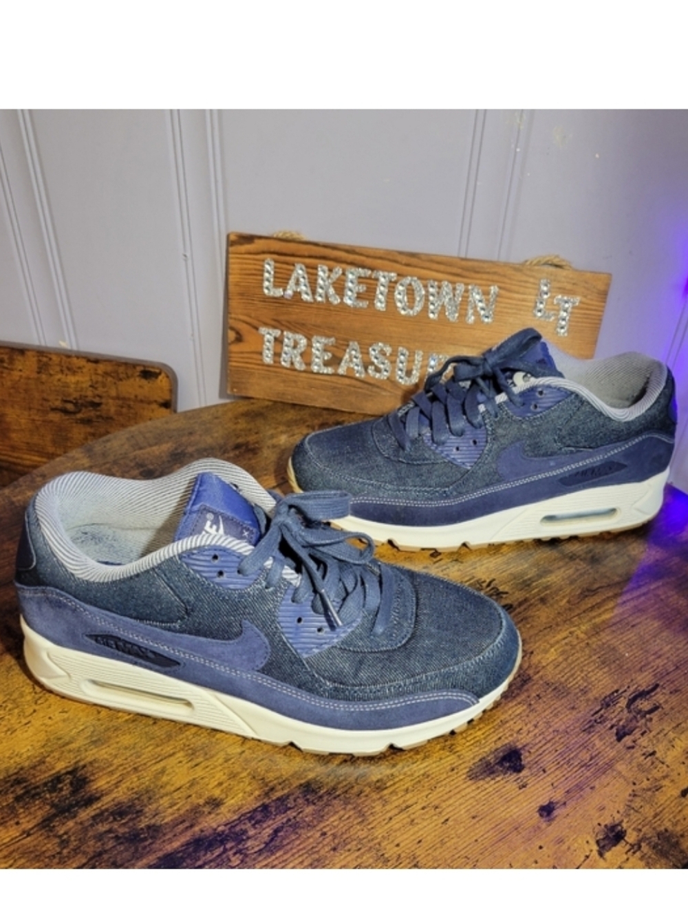 Nike Air Max 90 SE size 9 Womens Denim Bianary Blue/White Gum Sneakers w/ Soles - Picture 9 of 14